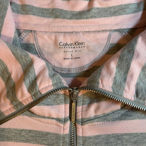 Calvin Klein Performance Pink Gray Striped Jacket Quick Dry Size Large - Picture 3 of 10